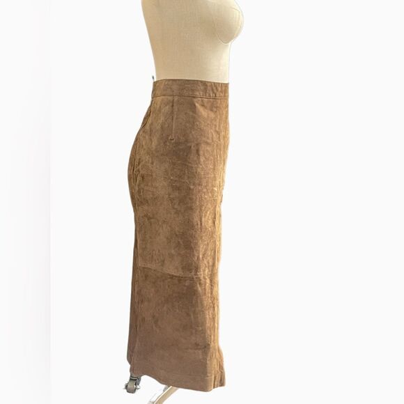NWT Vintage Floor-Length Carmel Leather Skirt by Otello Pelle A Timeless Classic - Picture 3 of 3